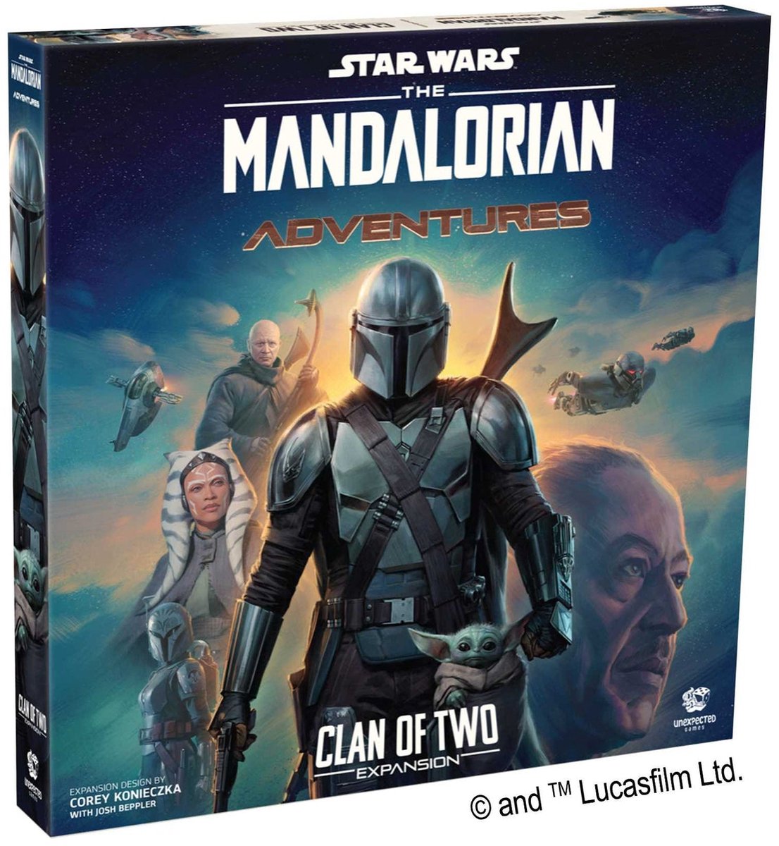 Asmodee star wars jeu de société aventures mandaloriennes clan de deux extensions.
