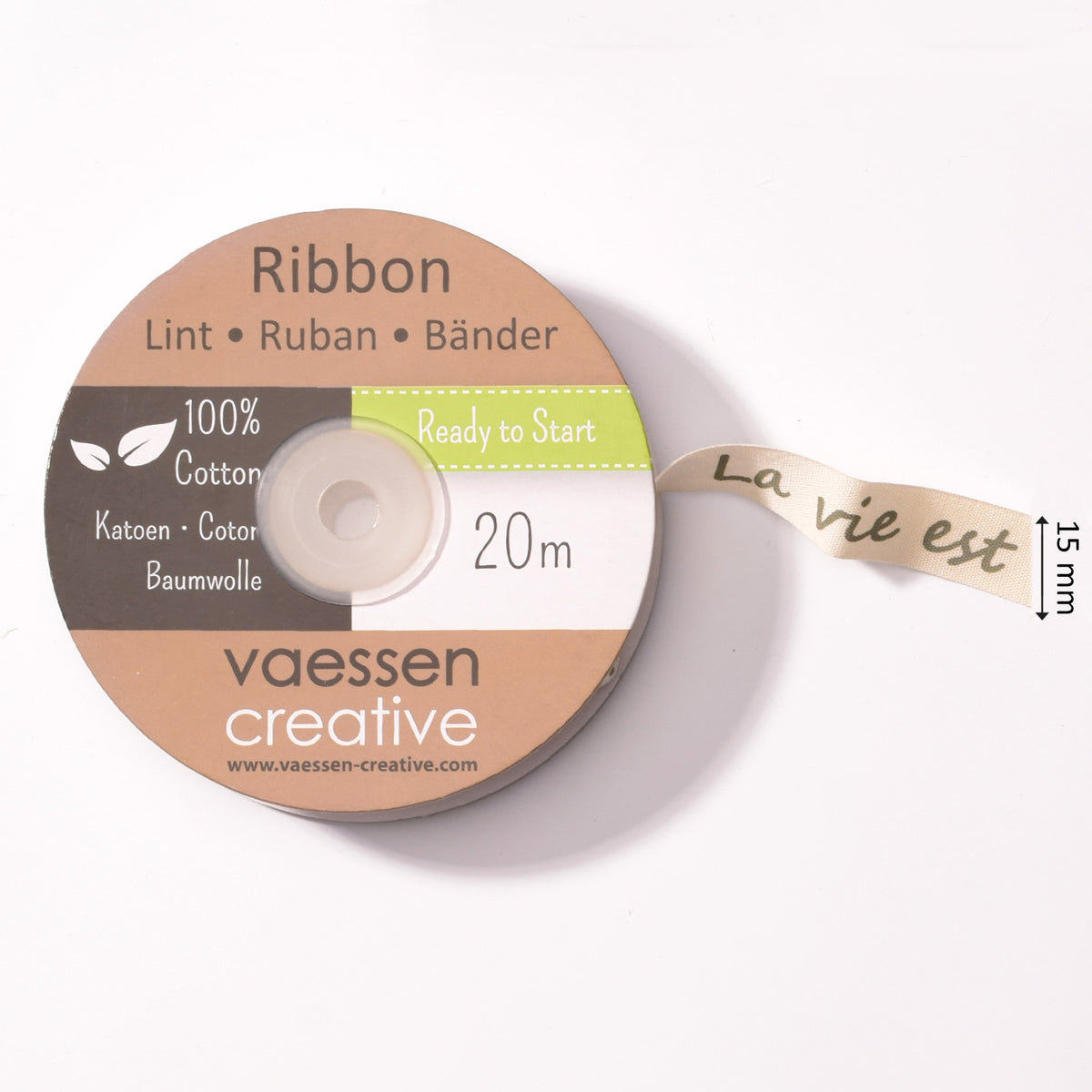 Vaessen creative • ruban 20mx15mm de la vie est belle