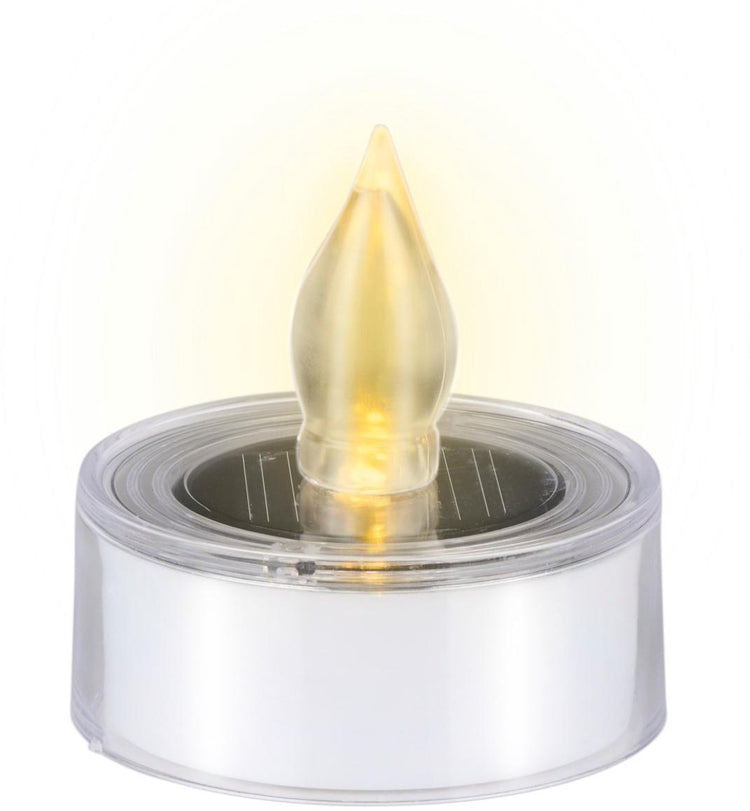 Arti casa bougies chauffe-plat solaires lot de 2 - bougies solaires lumière blanche chaude - bougies chauffe-plat d'extérieur ip44 - bougies à énergie solaire ø5,5 x 5 cm - blanc