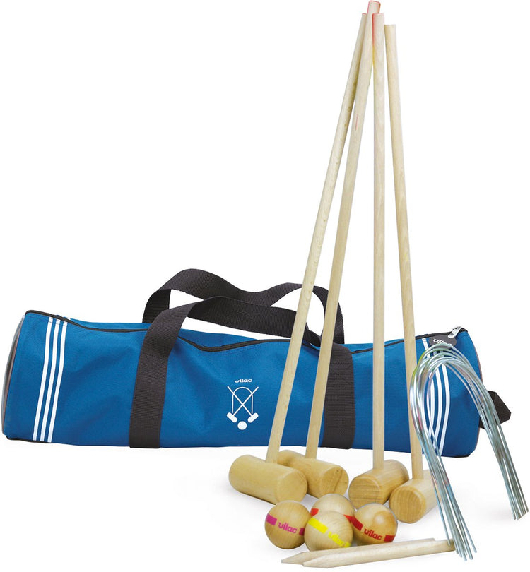 Jeu de croquet en bois Vilac junior 4 joueurs mallette de transport jouets éducatifs.