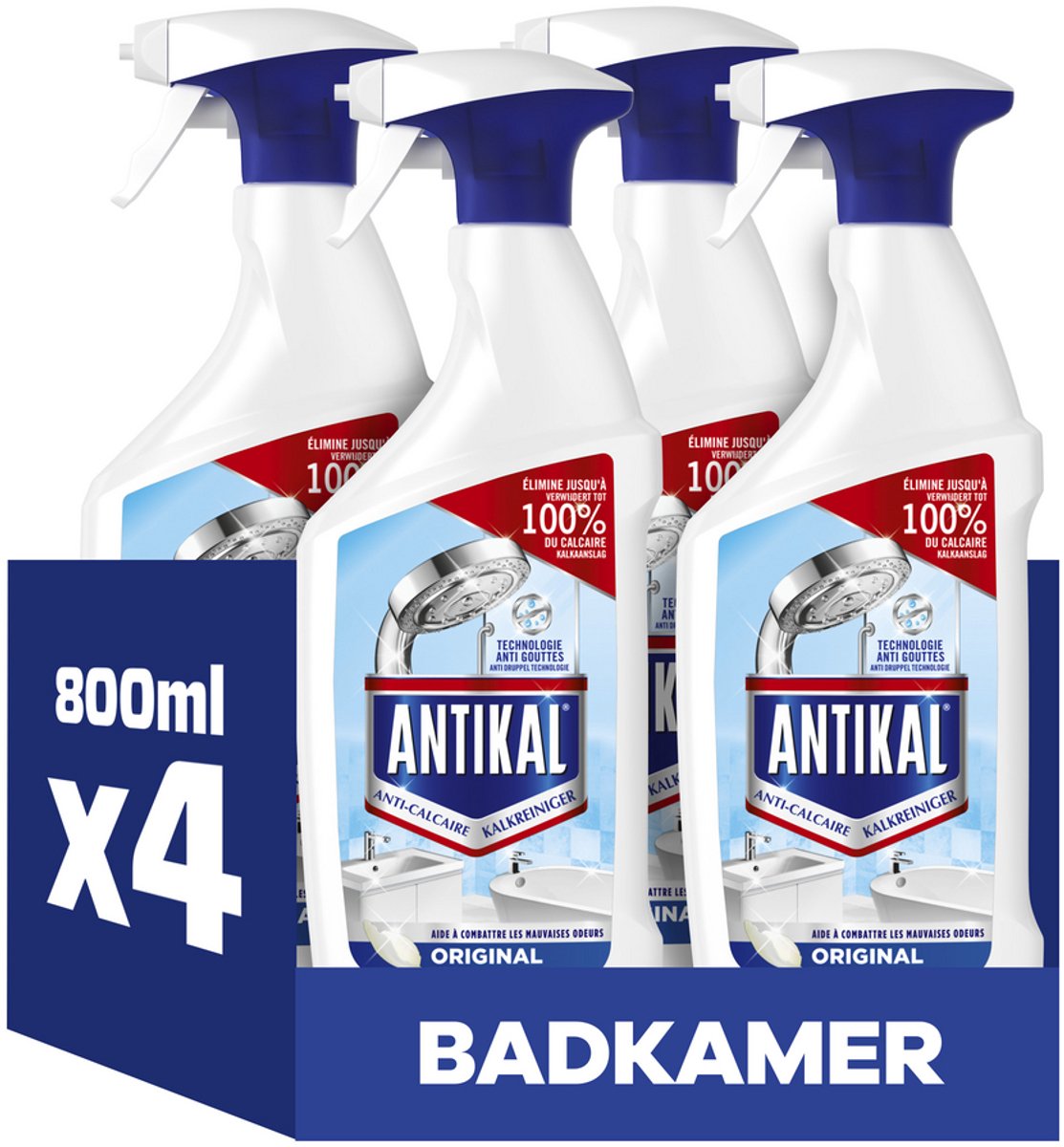 Spray anticalcaire salle de bain classique Antikal - 4 x 800 ml