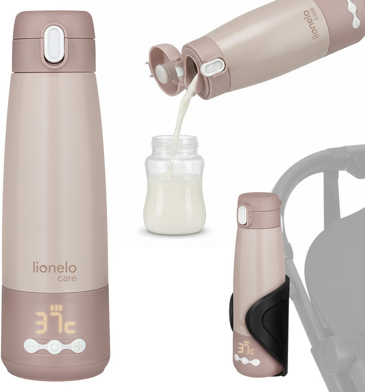 Bouteille thermique Lionelo – Thermos chauffe-lait portable 350 ml – chauffe le lait en 3,5 minutes – chauffe jusqu'à 20 heures – 5 réglages de température – USB-C – pour les déplacements