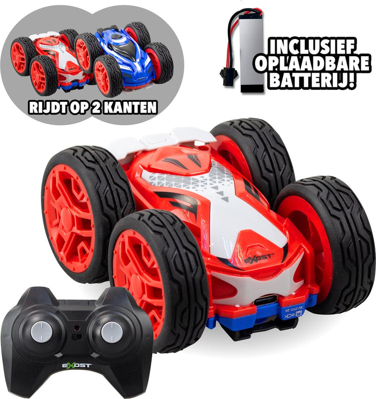 Exost rc mini flip neo rouge 1:34 - voiture de cascade contrôlable - incl. batterie rechargeable - voiture rc