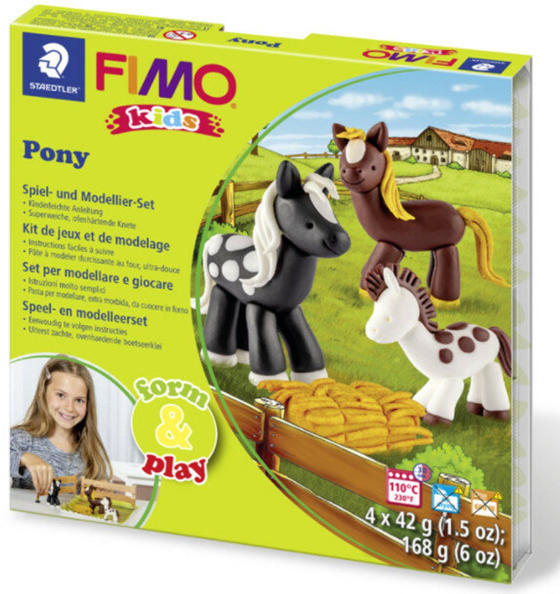 Fimo kids 8034 - pâte à modeler durcissant au four - kit de jeu de forme poney