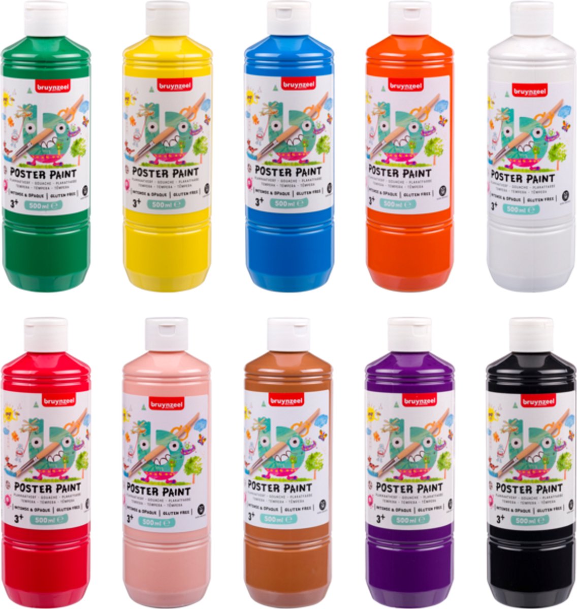 Assortiment de peinture gouache Bruynzeel 10x500ml