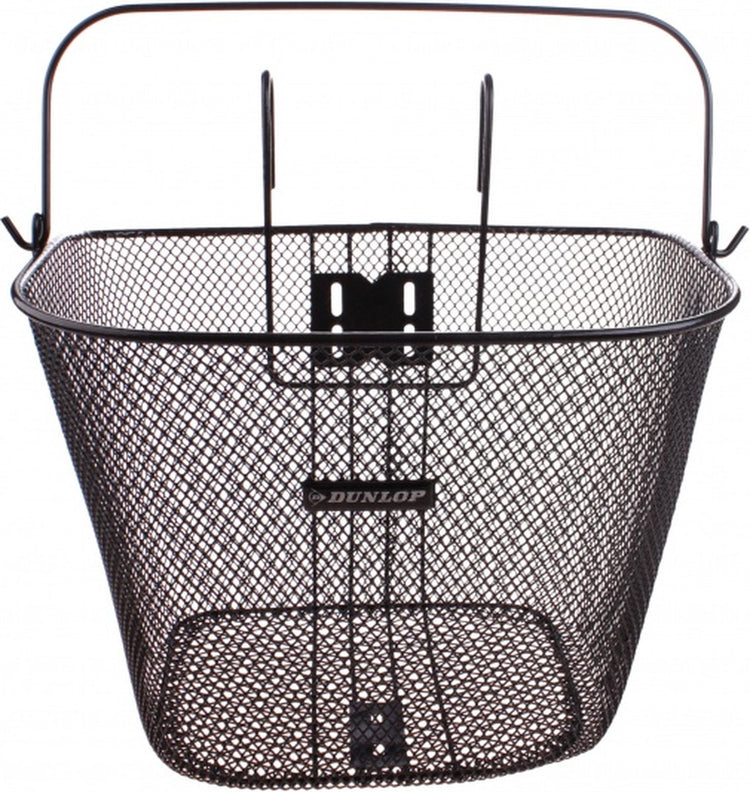 Dunlop panier à vélo guidon 22l - panier à vélo avec poignée et crochets - panier à vélo 34 x 24,5 x 26 cm - convient pour vélo électrique, vélo grand-mère et vélo de ville - métal - noir