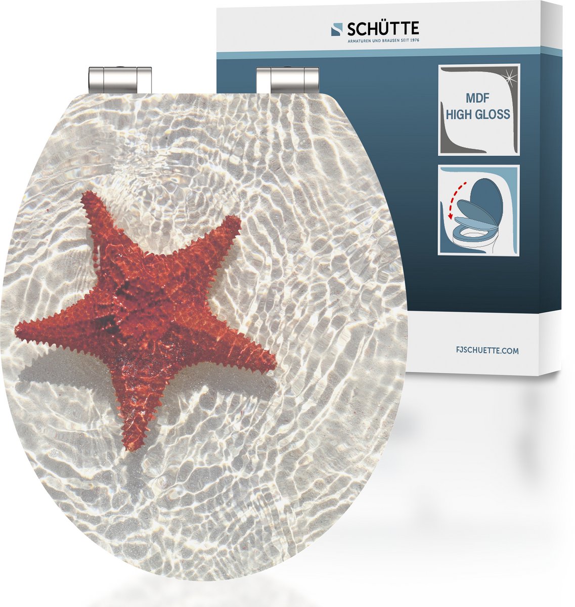 SALLE DE Toilet Schütte Schütte avec des étoiles-étoiles rouges MDF MDF High Gloss