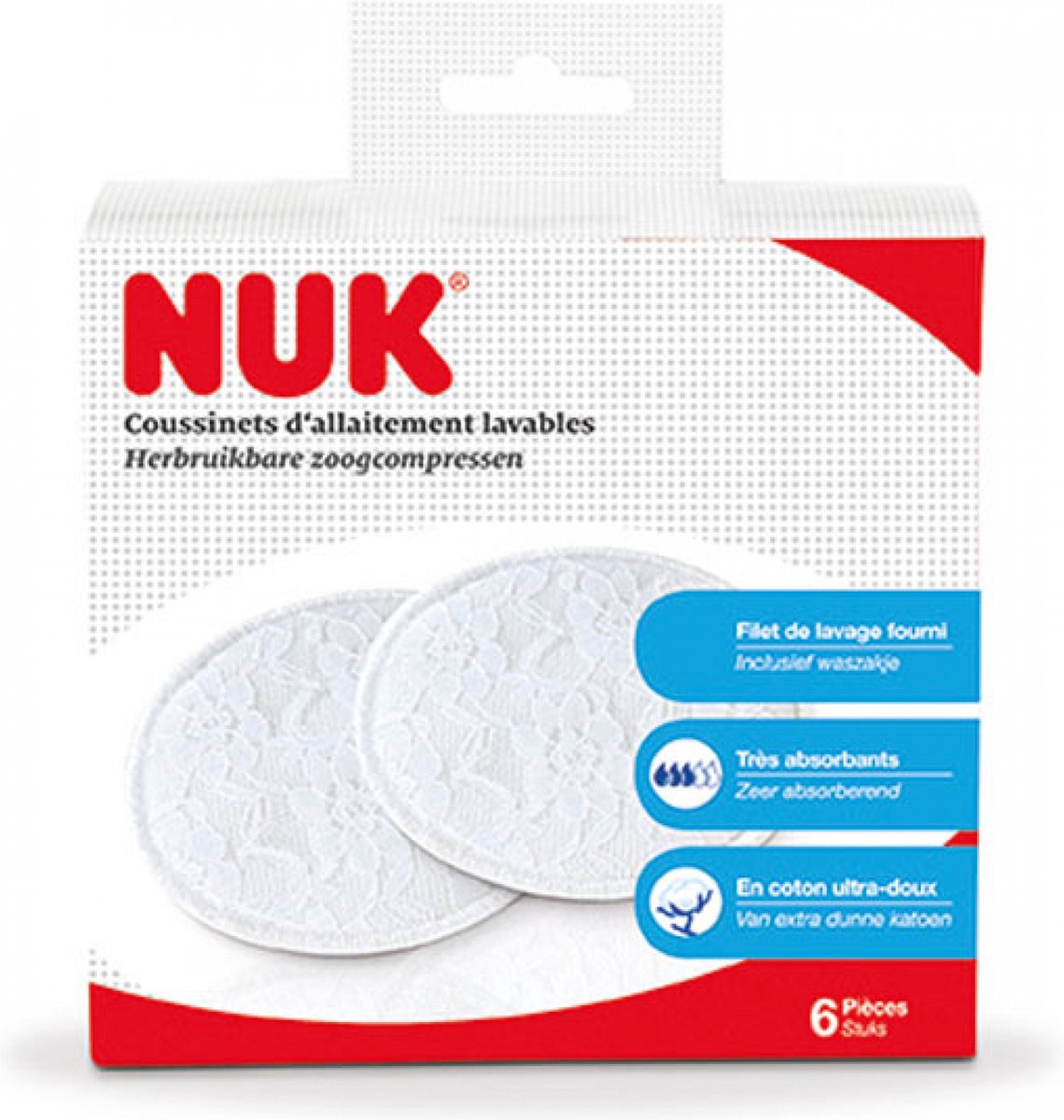 Coussinets d'allaitement lavables Nuk 6 coussinets