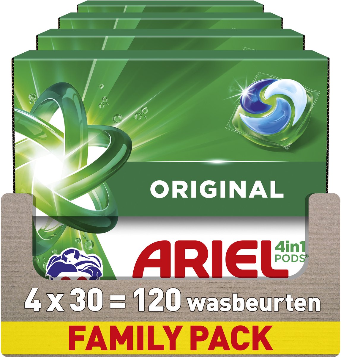 Dosettes de lessive Ariel 4en1 originales - 4 x 30 lavages