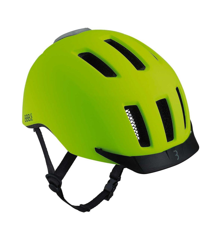 Bbb cycling grille casque de vélo avec lumières - adultes - vélo électrique et vélo de ville - jaune fluo mat - taille m - bhe-161