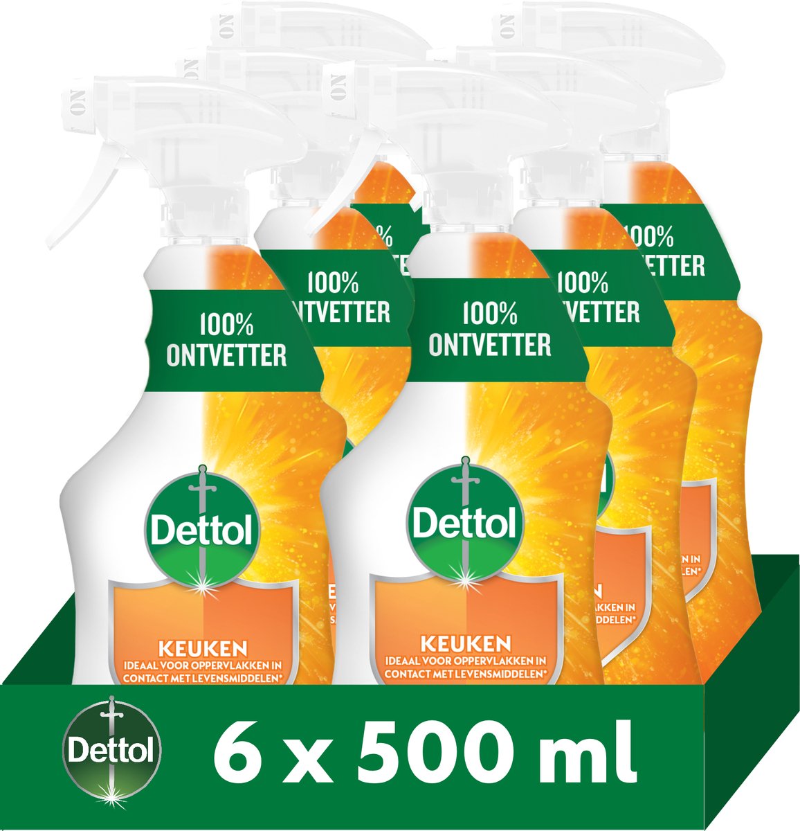 Spray nettoyant tout usage Dettol - cuisine - 500 ml - 6 x 500 ml - pack économique