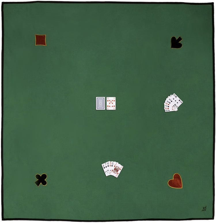 Tapis de cartes Engelhart – 150 x 150 cm – 100 % coton – avec 4 applications – lavable – tapis de jeu extra large pour jeux de cartes et soirées de jeux –