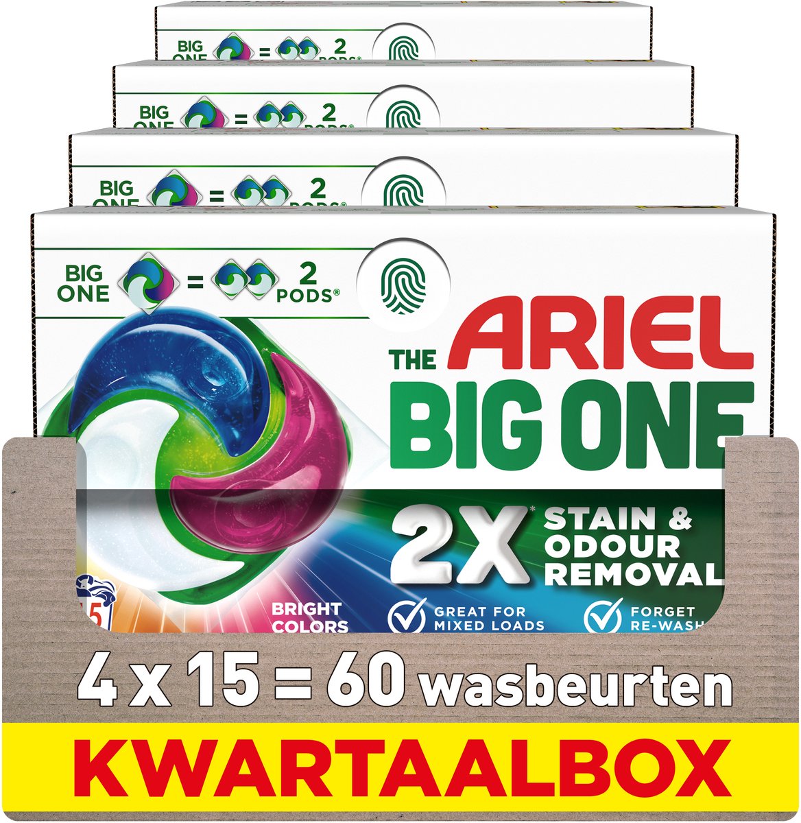 Dosettes de lessive Ariel 3en1 la grande couleur - 4 x 15 pièces