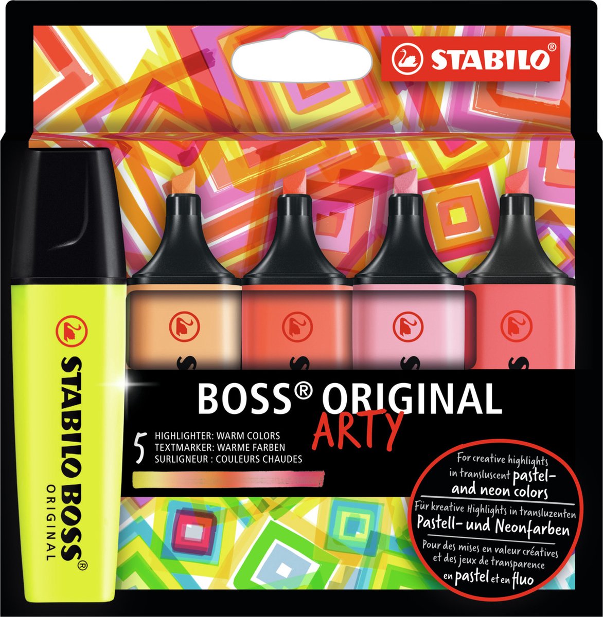 Stabilo boss original - surligneur - qualité supérieure - étui de 5 couleurs