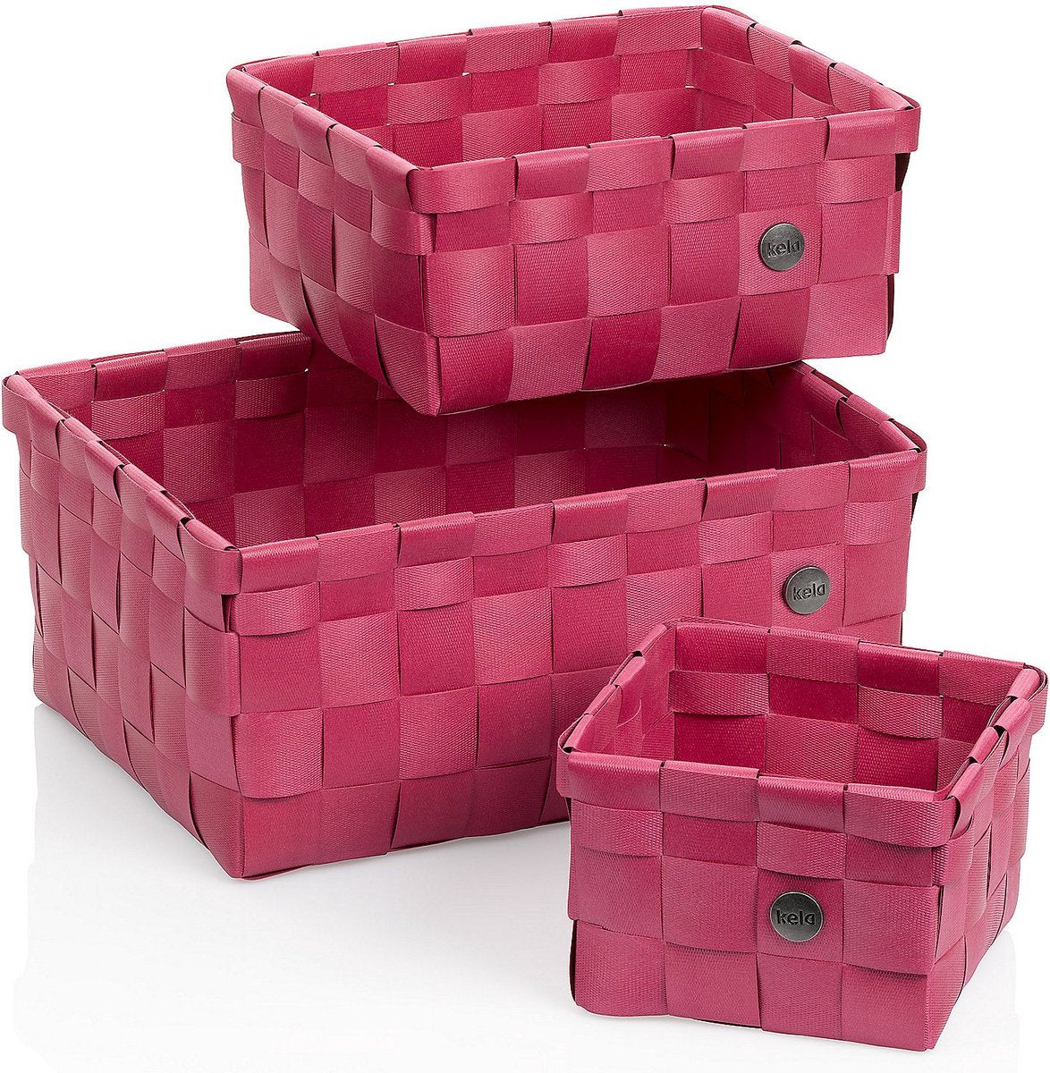 Panier Kela, lot de 3 pièces, polypropylène, rouge framboise - | néo