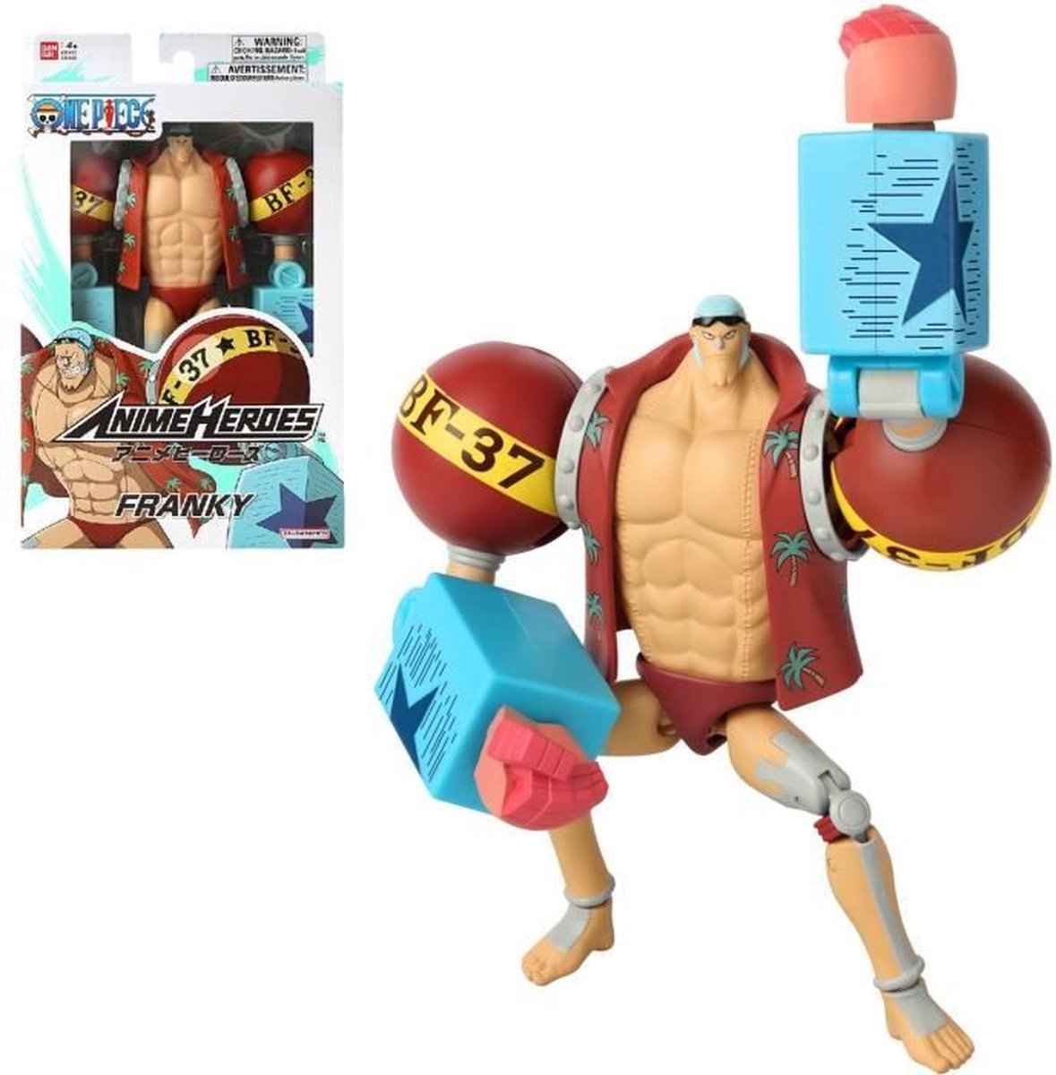 Bandai - anime heros one piece - franky - figurine manga 17 cm - figurine articulée franky - licence officielle one piece - collection - jouets enfant 4 ans et + - 36938