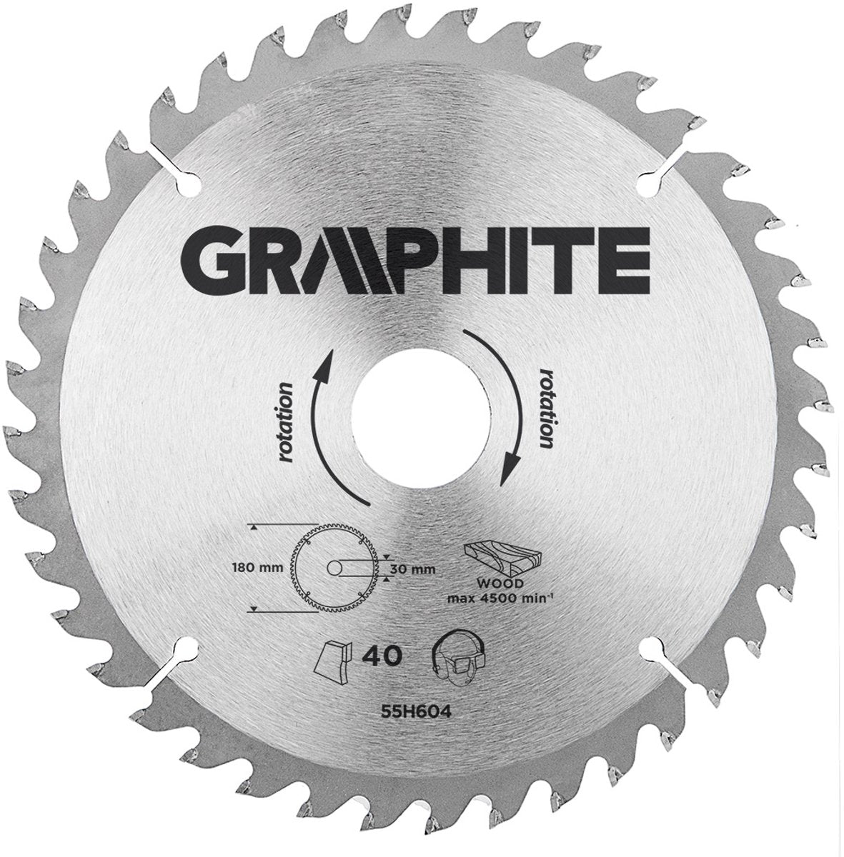 Lame de scie circulaire graphite 180 mm, 40 dents, bois