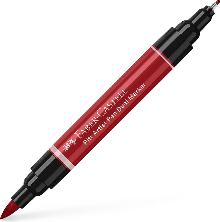 Stylo à dessin Faber-castell - stylo d'artiste Pitt - marqueur duo - 219 rouge écarlate profond - fc-162119