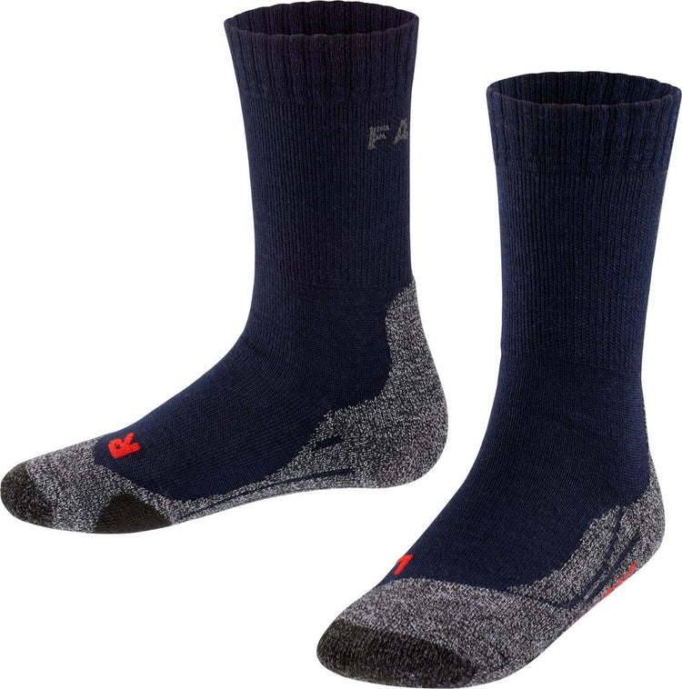 Falke tk2 anti-ampoules laine épaisse matière fonctionnelle chaussettes de marche enfants bleu - taille 31-34