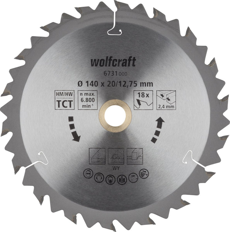 Wolfcraft - lame de scie circulaire 140x12,75mm - 18 dents - lame de scie pour scie circulaire - série marron - 6731000
