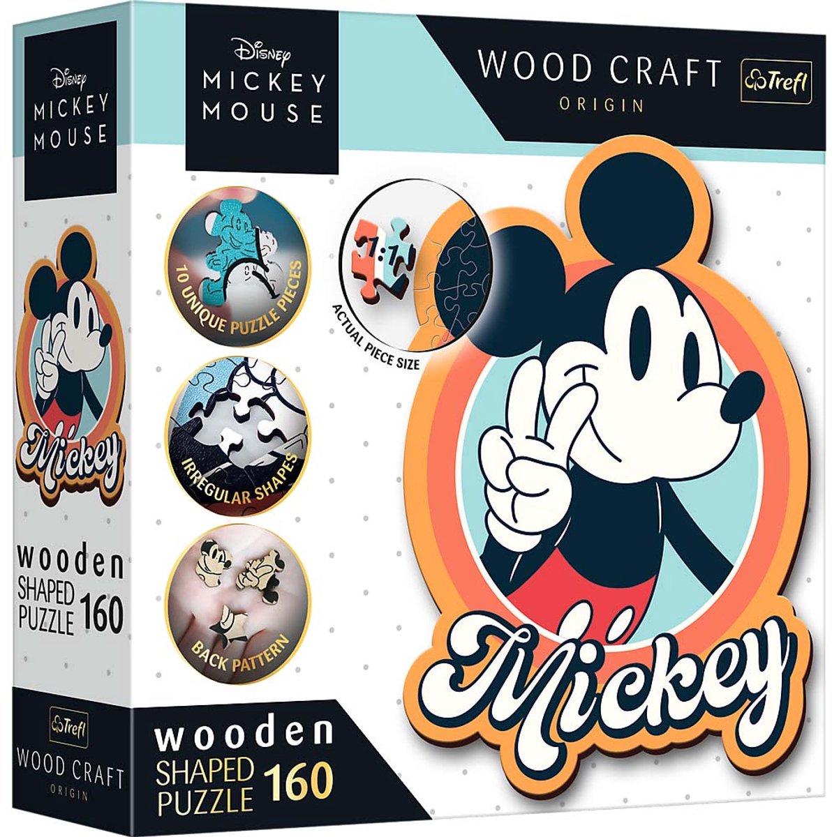 Trefl - puzzles - 160 puzzles en bois - rétro mickey mouse disney mickey mouse et ses amis fsc mix 70%