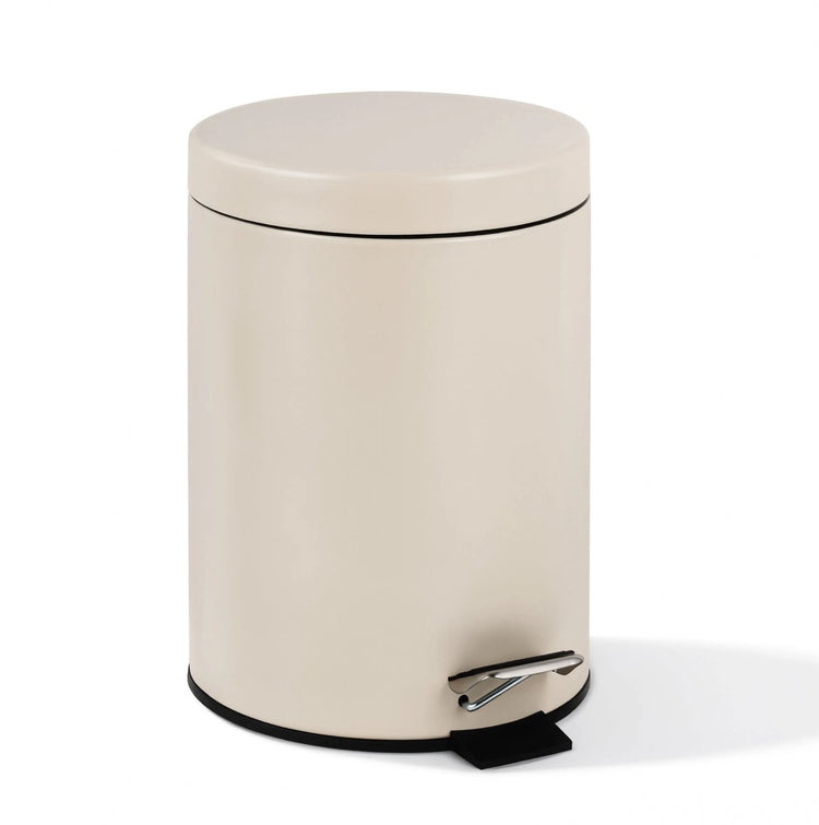 Faire taire. Living Hush Living Waste Bin 5l - Poubelle pour salle de bain, toilettes et bureau - avec couvercle - fermeture amortie - beige naturel
