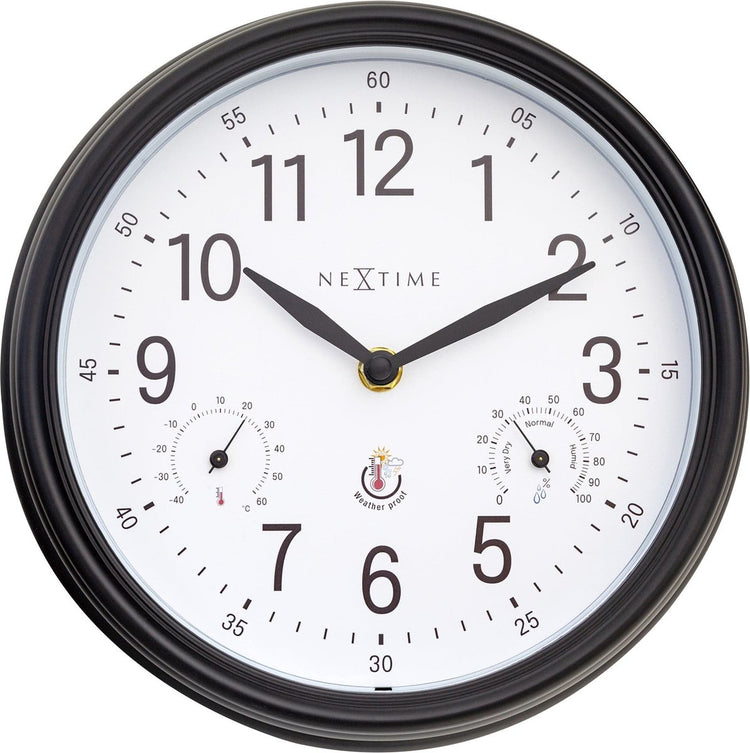Nexttime jasmine – horloge murale station météo – 23,5 cm – métal – blanc – résistante aux intempéries