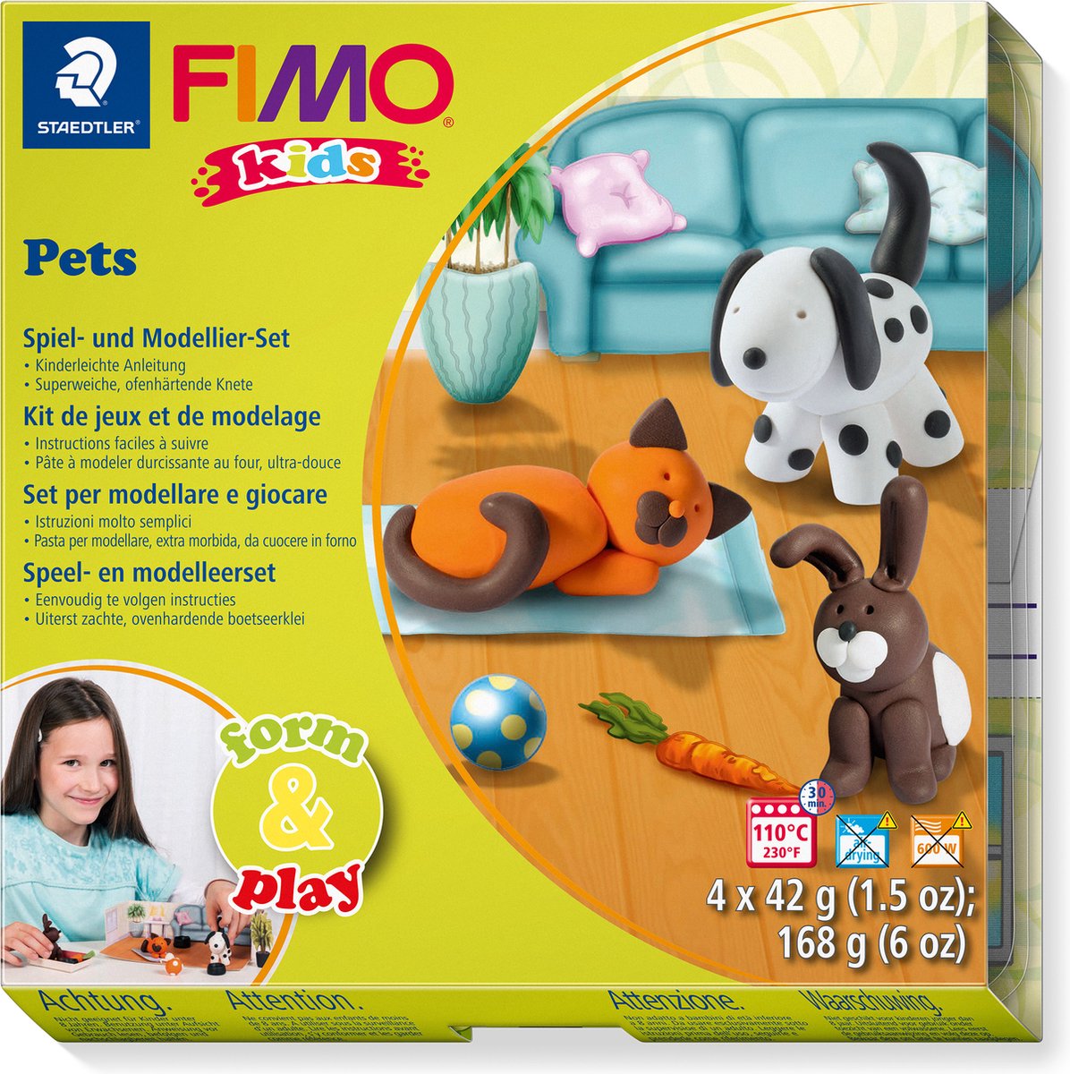 Fimo kids 8034 - pâte à modeler durcissant au four - set de jeu pour animaux de compagnie