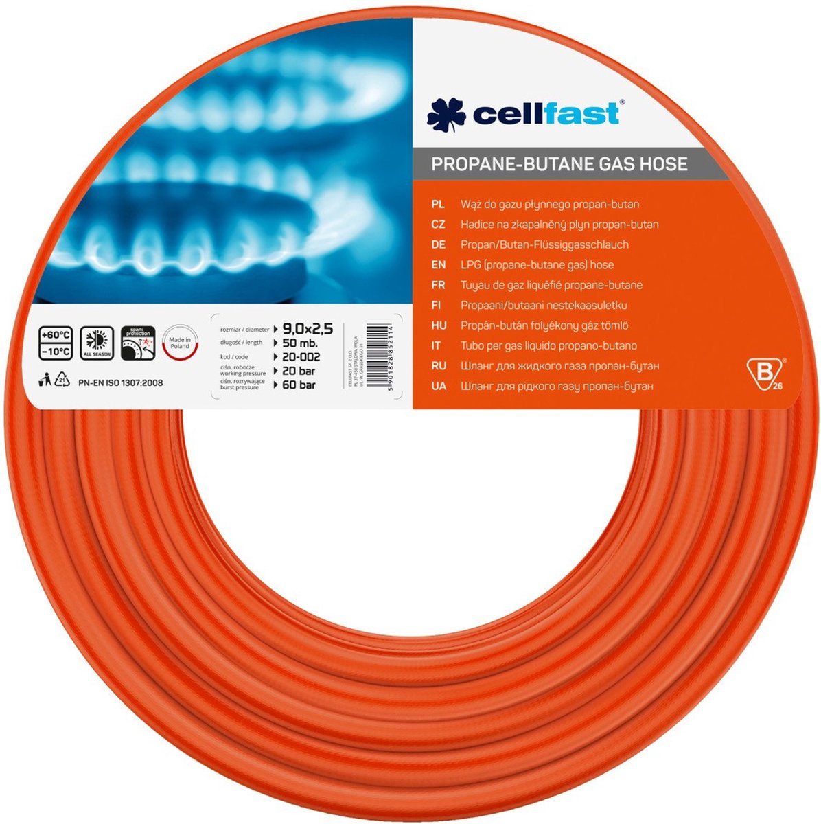 Cellfast - Tuyau gaz GPL 9x2,5 mm - longueur 50 m