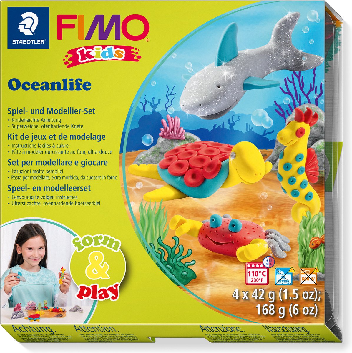 Fimo kids 8034 - pâte à modeler durcissant au four - jeu de formes vie marine