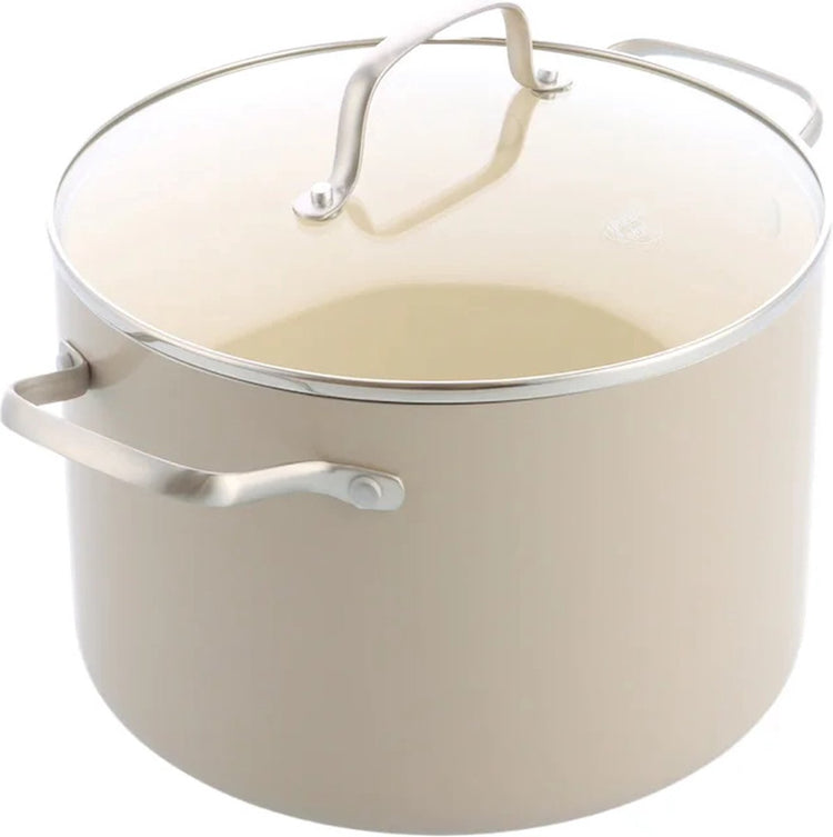 Greenchef Nordics marmite à induction en céramique avec couvercle 24 cm 7,6 l - sans PFA - poêle à induction - passe au lave-vaisselle - passe au four jusqu'à 220°c - revêtement antiadhésif en céramique - crème