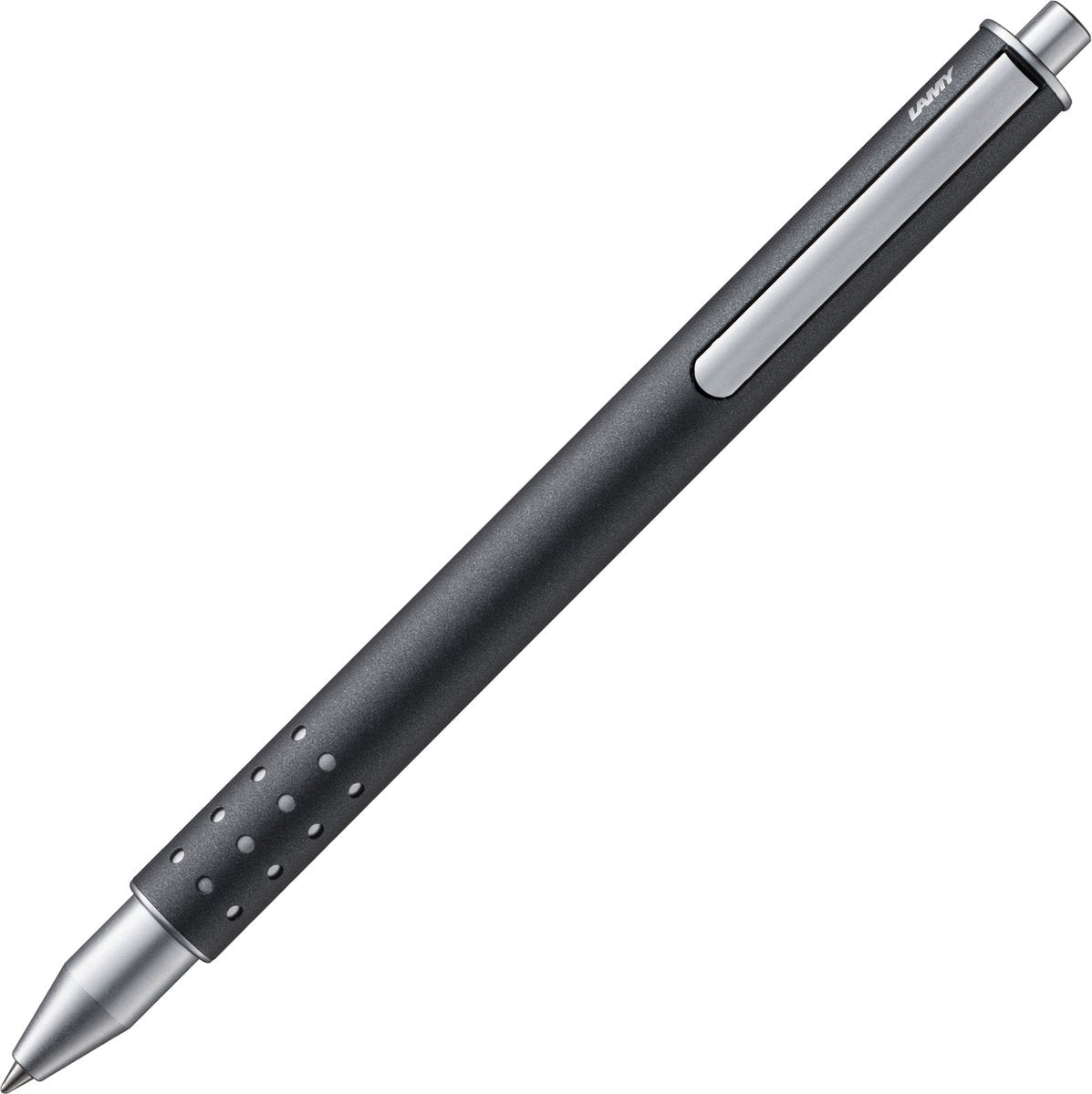 Rollerball Lamy Swift 334 anthracite - en acier inoxydable finition laquée mate - sans capuchon avec clip rétractable - incl. recharge m 66 b bleu