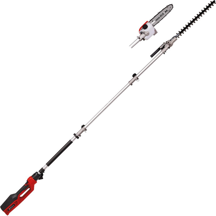 Multi-outil de jardin télescopique électrique Einhell GC-HC 90 2046 t - 900 W - longueur de coupe taille-haie : 41,2 cm - longueur de coupe tronçonneuse : 18 cm - poignée de guidage maximum 2,60 m