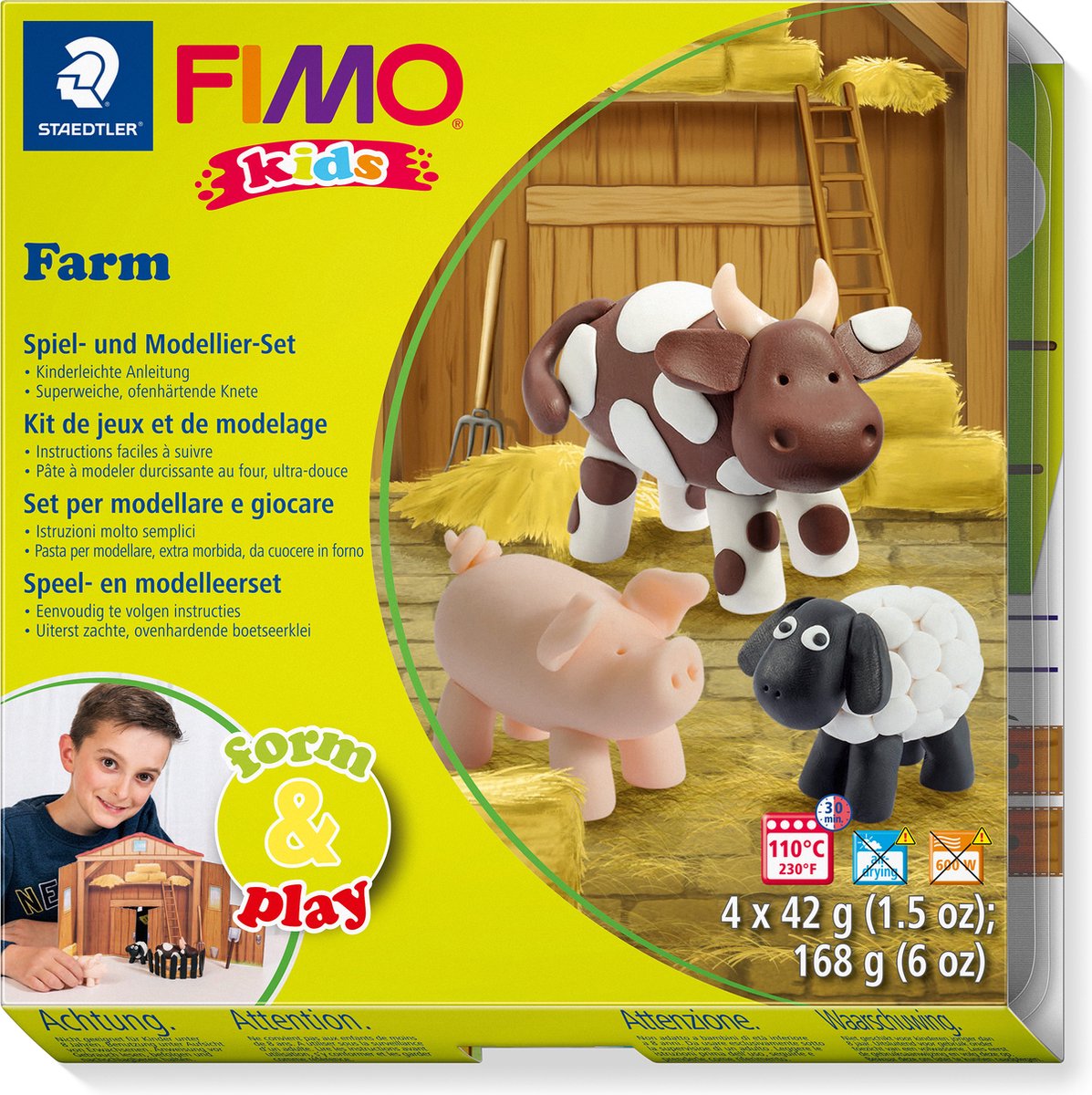 Fimo kids - pâte à modeler durcissant au four - ferme de jeu de forme