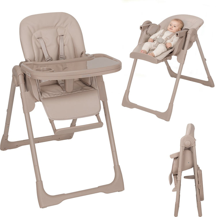 Lionelo linn plus – 2 in 1 kinderstoel met wipstoelfunctie – 6 hoogtestanden – 3 rugleuningposities – 3 standen voetensteun – 5-punts gordel – compact opvouwbaar – tray met inzet houder – voorwielen – pu bekleding – vanaf geboorte tot 15 kg