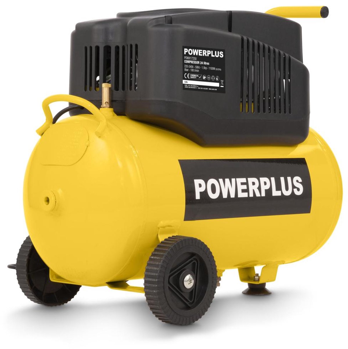 Compresseur Powerplus powx17250 - compresseur d'air 1200w - 8 bar - fût 24l - sans huile