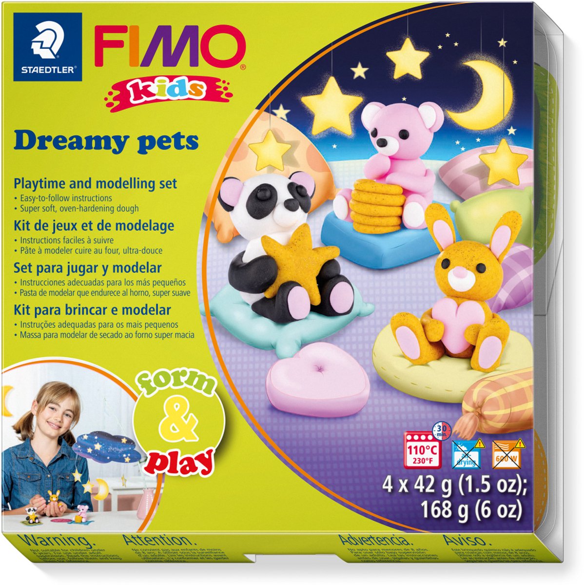 Fimo kids 8034 - pâte à modeler durcissant au four - ensemble de jeu de formes animaux de rêve