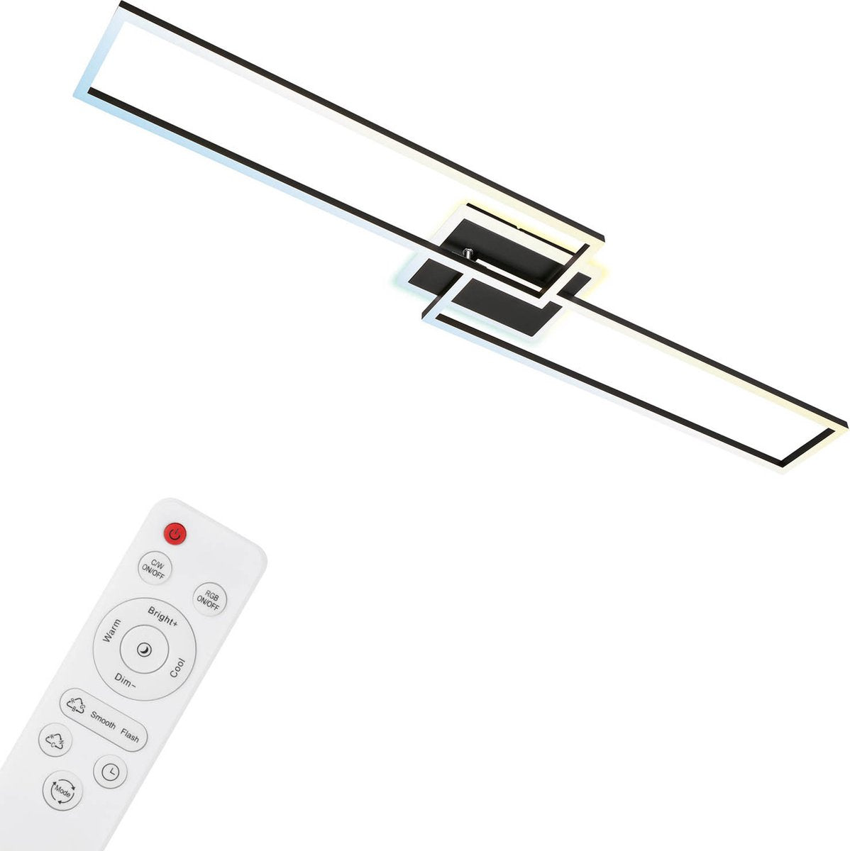 Briloner frame s - plafonnier LED intelligent - plafonnier à intensité variable - CCT - fonction veilleuse - fonction minuterie - fonction mémoire - dimmable via télécommande