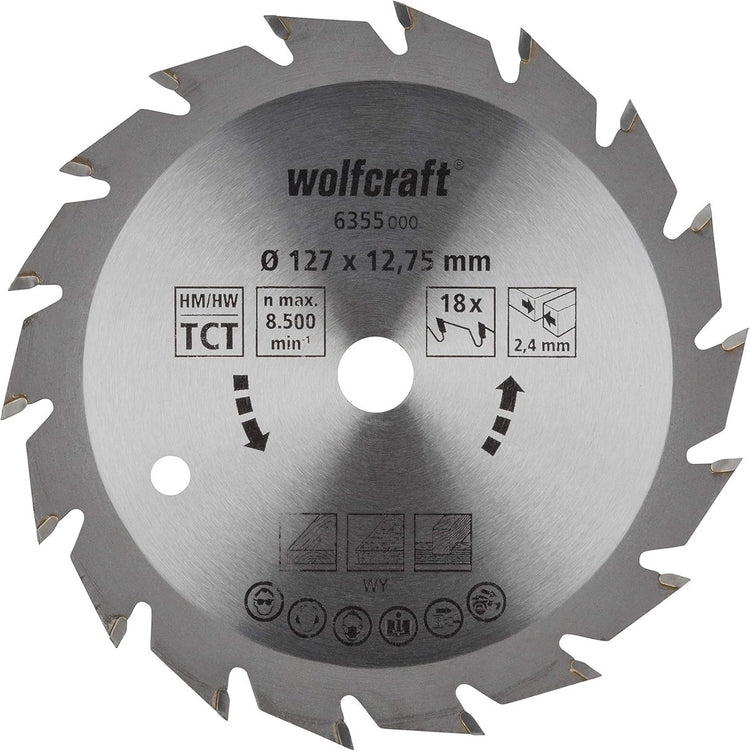 Wolfcraft - lame de scie circulaire 127mm - 18 dents - alésage 12,75 m - pour scie circulaire - 6355000