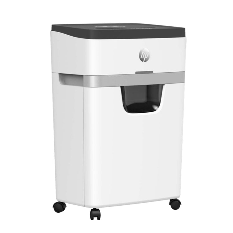 Destructeur de papier Hp oneshred 12mc - destructeur - niveau de sécurité p-5 - 12 feuilles din a4 - micro coupe - 25 litres - papier cartes de crédit trombones agrafes - professionnel - blanc