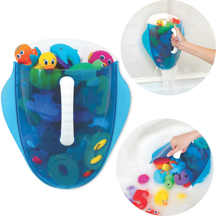 Pelle de bain Munchkin pour jouets de bain - Pelle à jouets de bain - Rangement facile des jouets de bain ! - organisateur de salle de bain - système de suspension bleu -