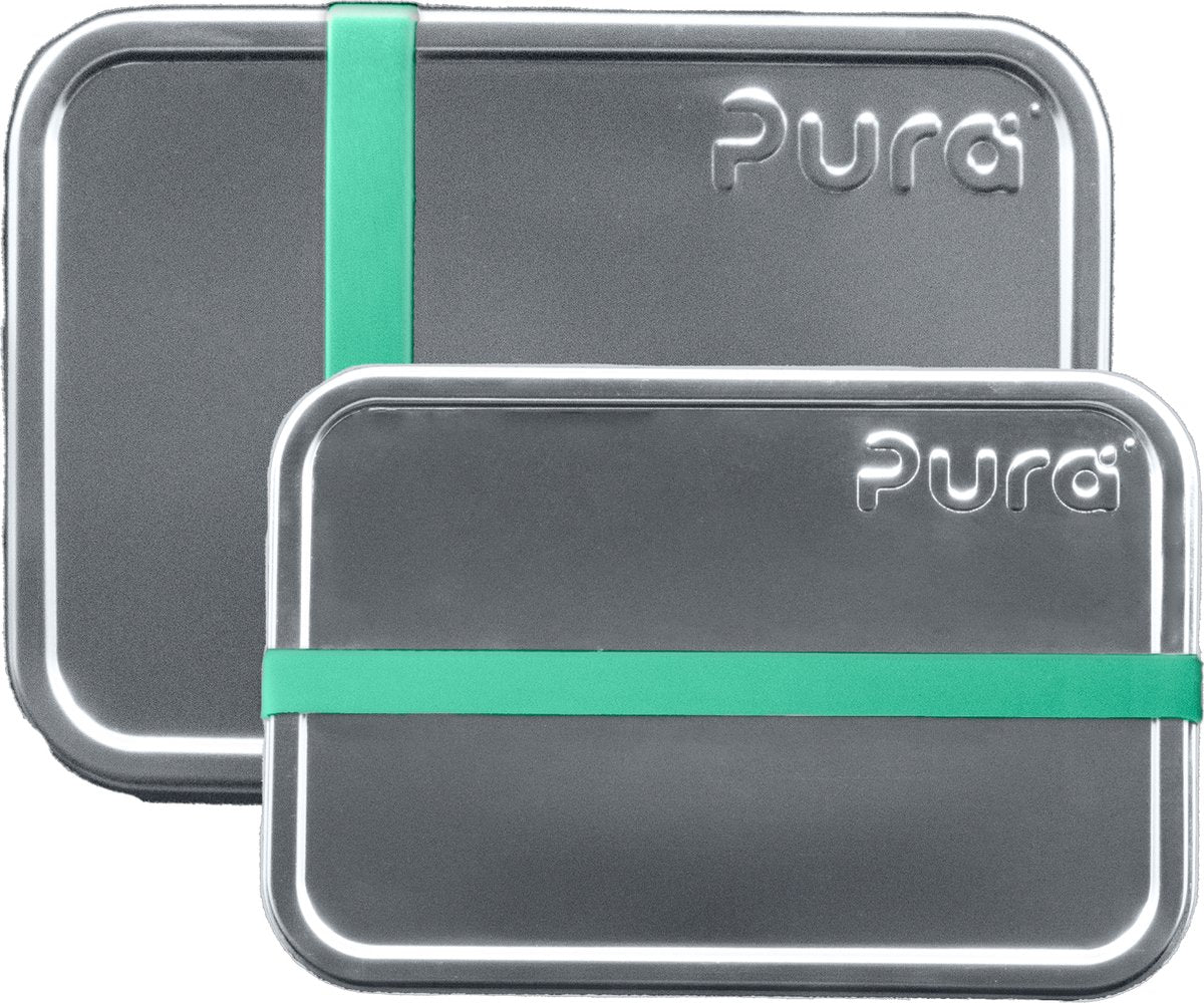 Boîte à lunch Pura lot de 2 - petite et grande + bande silicone mousse