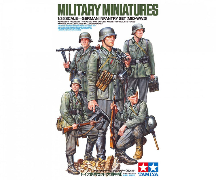 Tamiya – kit de construction de véhicules militaires - 35371, ensemble d'infanterie allemande du milieu de la Seconde Guerre mondiale, en plastique - 1:35 - modélisme