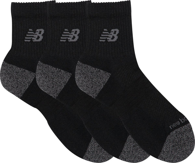 New balance active qtr chaussettes 3 pack chaussettes de sport unisexes - noir