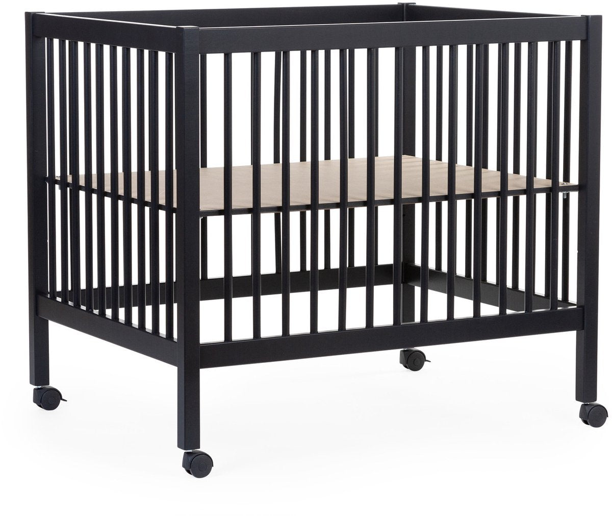 Childhome park 97 caisse à roulettes - bois - 0 à 36m - noir - 98 x 78 x 82 cm