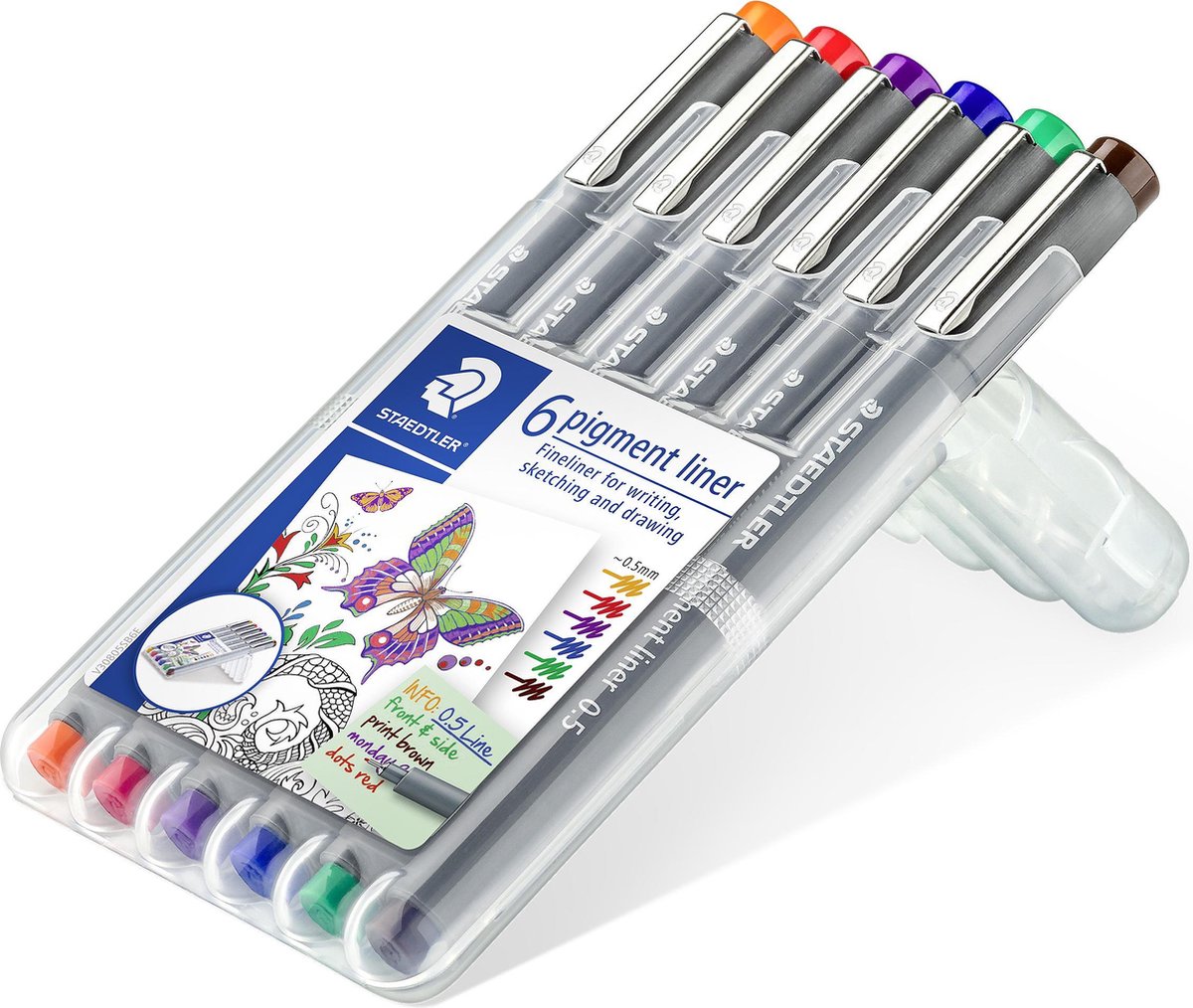 Staedtler pigment liner - boîte 0,5 mm - 6 couleurs