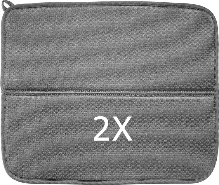 Tapis de drainage Westmark - Tapis de drainage en microfibre très absorbant en lot de 2, pour une vaisselle propre sans taches d'eau, pliable peu encombrant, gris - 36 x 44 cm