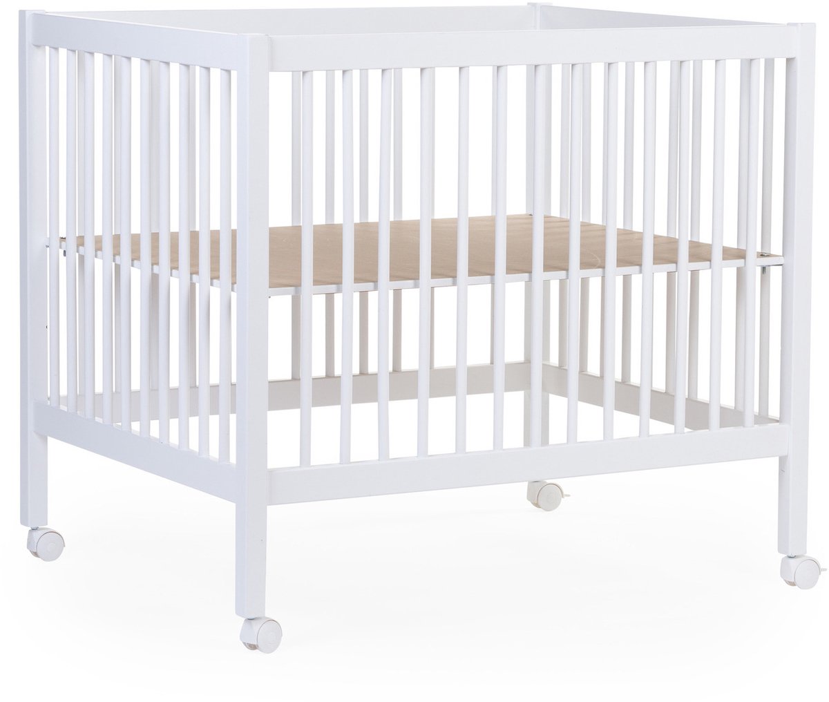 Childhome park 97 - parc à roulettes - réglable sur 3 hauteurs - bois - blanc - 98x78x82 cm