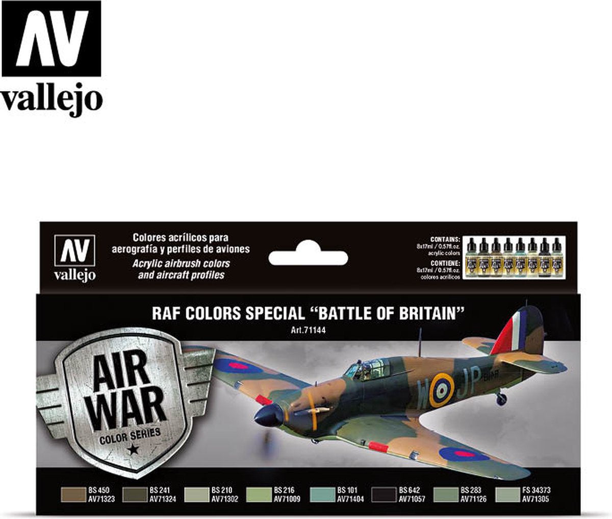 Vallejo val 71144 - modèle air - aw - raf battle of britain couleurs 8 x 17 ml