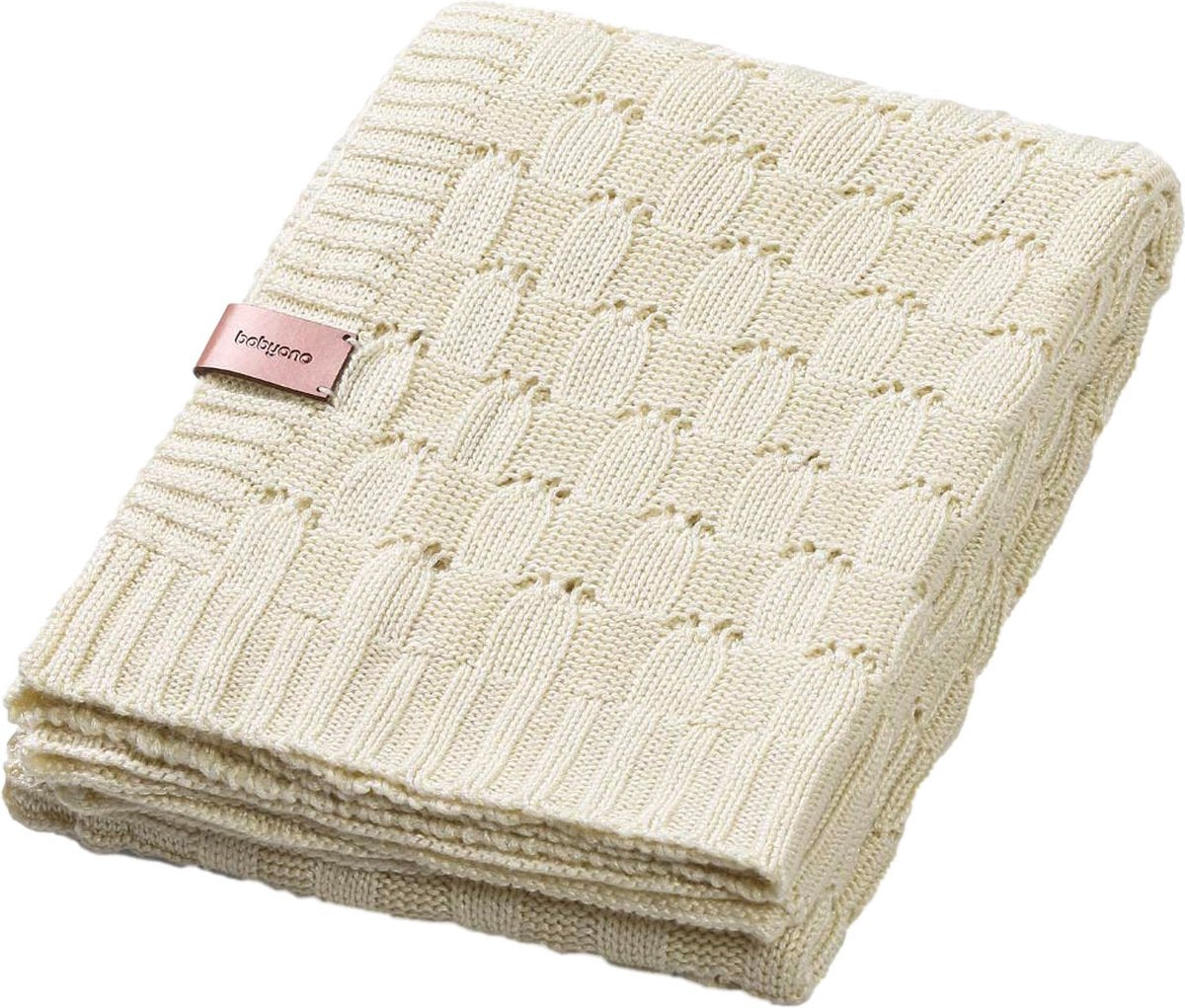 Babyono baby ono bambou tricoté crème 75x100 cm couverture de berceau 1479 01